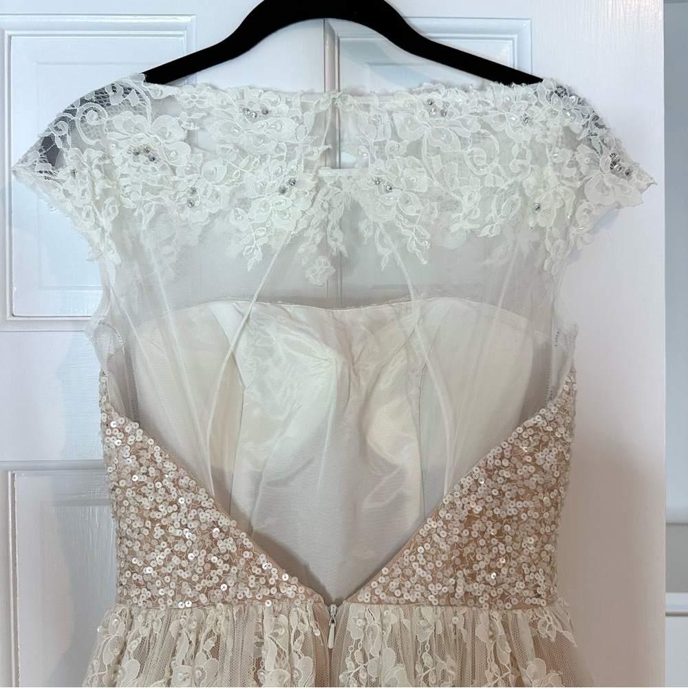 Sherri Hill Ivory mini sequin lace cocktail dress size 2 dress style #2957 - Picture 8 of 10